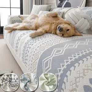 1pc Bohemian Summer Cool Anti-Slip Sofa Cover, Pet Protector, Furniture Protector, Reusable for Bedroom Office Living Room Decor