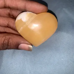 Natural Orange Calcite Crystal Heart M/S