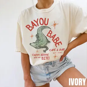 Comfort Colors Bayou Babe Cafe Shirt, Vintage New Orleans Shirt, Louisiana Shirt, Later Gator, Creole Shirt, Unisex Comfort Colors, Cajun Girl, Gumbo Shirt