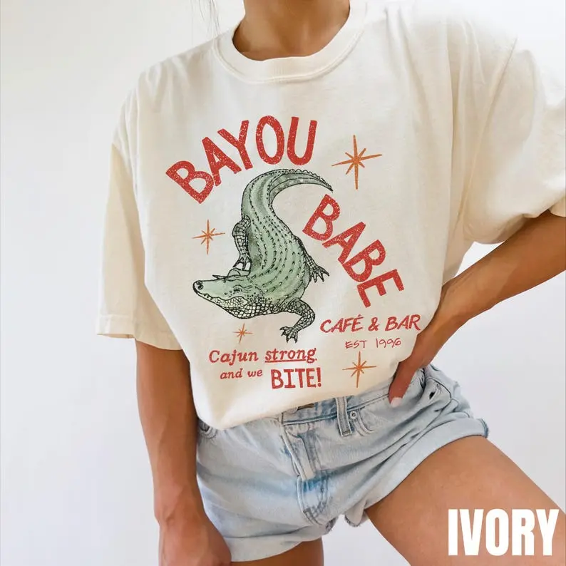 Comfort Colors Bayou Babe Cafe Shirt, Vintage New Orleans Shirt, Louisiana Shirt, Later Gator, Creole Shirt, Unisex Comfort Colors, Cajun Girl, Gumbo Shirt