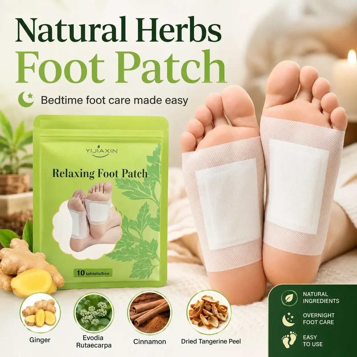 Relaxing Foot Patches for Nighttime Self-Care, Herbal-Inspired Foot Pads, Easy Overnight Routine, Plant-Based Ingredients, Refreshing Foot Care, TikTok Shop Black Friday Design