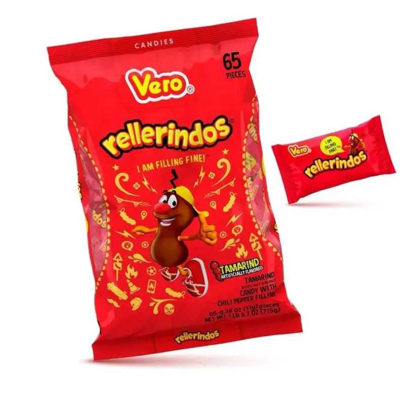 Rellerindos - Tamarind Flavor Hard Candy (65 Units) - Authentic Mexican Candy, Individually Wrapped Hard Candy Pack Perfect for Parties, Piñatas, and Snacks Bonbon Sweet