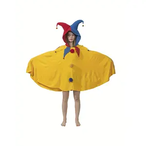 yellow clowns with bells cosplay hooded cloaks Halloween Christmas Costume Womenswear Clothing Dress Balls Breathable Collar Colorful Comfortable pomni cosplay