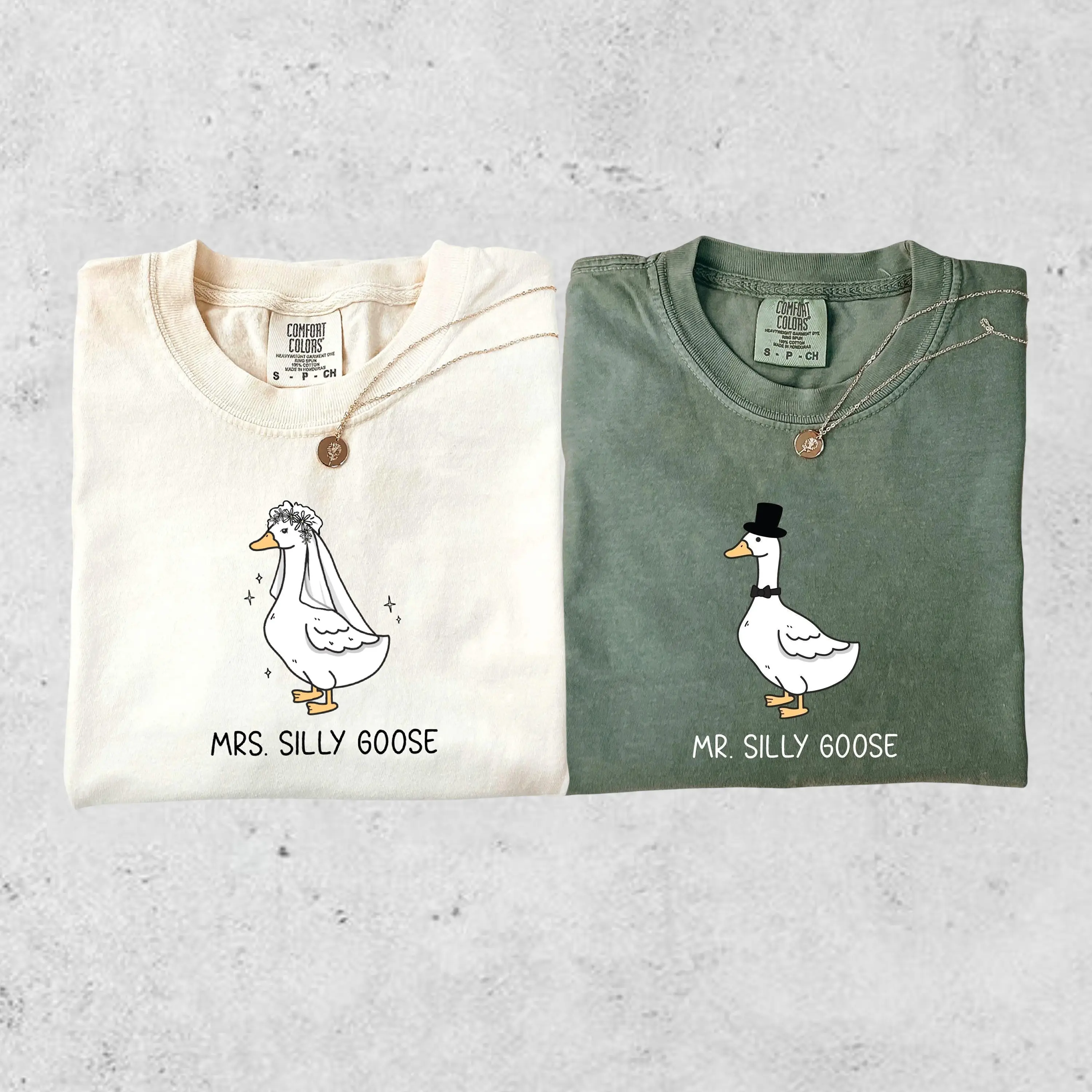 Comfort Colors Mr and Mrs Silly Goose Shirt, Bride To Be Funny Goose Lover Shirt, Couple Matching Shirt,Wedding Gift, Newlywed Gift For Couple