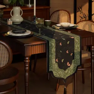 Medieval table flag light luxury high-end dining table flag cloth tablecloth long cotton and linen fabric shoe cabinet TV cabinet chest cabinet cover cloth-68