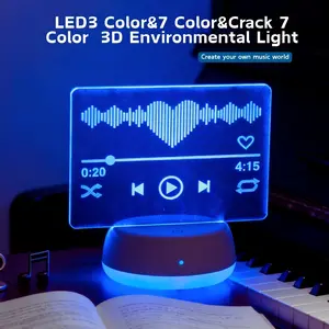 1pc 3D Dream Music Player LED Night Light, Christmas Decoration Gift, USB Power, Bedside Lamp for Bedroom, Party Atmosphere Light