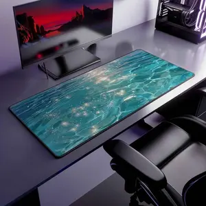 [SALE UP TO 50% + FREE SHIP] Sparkling Ocean Desk Mat Blue Water Mousepad Aesthetic Sea Desk Pad Office