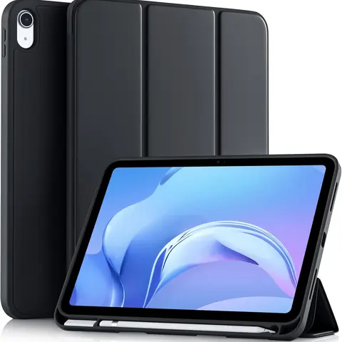 BOFEKTE 0.05" Thin Foldable PU Leather & TPU Frame Tablet Case with Pencil Holder, Crystal Back Shell, Auto Wake-Sleep Casing & Cover for iPad 11th Gen (11 in), 10th Gen (10.9 in) A16 - Tablet Accessories with Protection