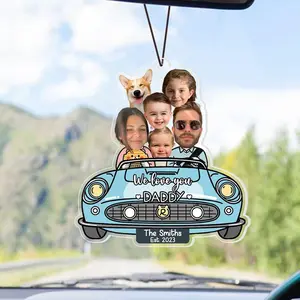 Personalized Acrylic Car Hanger, Custom Photo Drive Safe Daddy Keychain, Fathers Day Gift for Dad & Husband, Christmas Gift, Birthday Gift