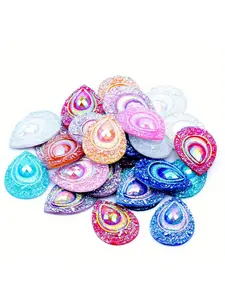 10pcs Ab Color Water Drop Resin Rhinestones, Flatback Gems for Crafts & DIY Projects, Decorative Embellishments for Jewelry Making, Charm Accessory