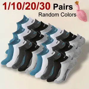Unisex Low-Cut Round Neck Ankle Solid Socks, 10/20/30 Pairs (10 Pairs Mix Multicolor), High-Elastic Soft Spandex Mesh, Sweat-Absorbing Breathable, for Athletic Casual Use, Multicolor Athletic Socks, Ankle Solid Sock