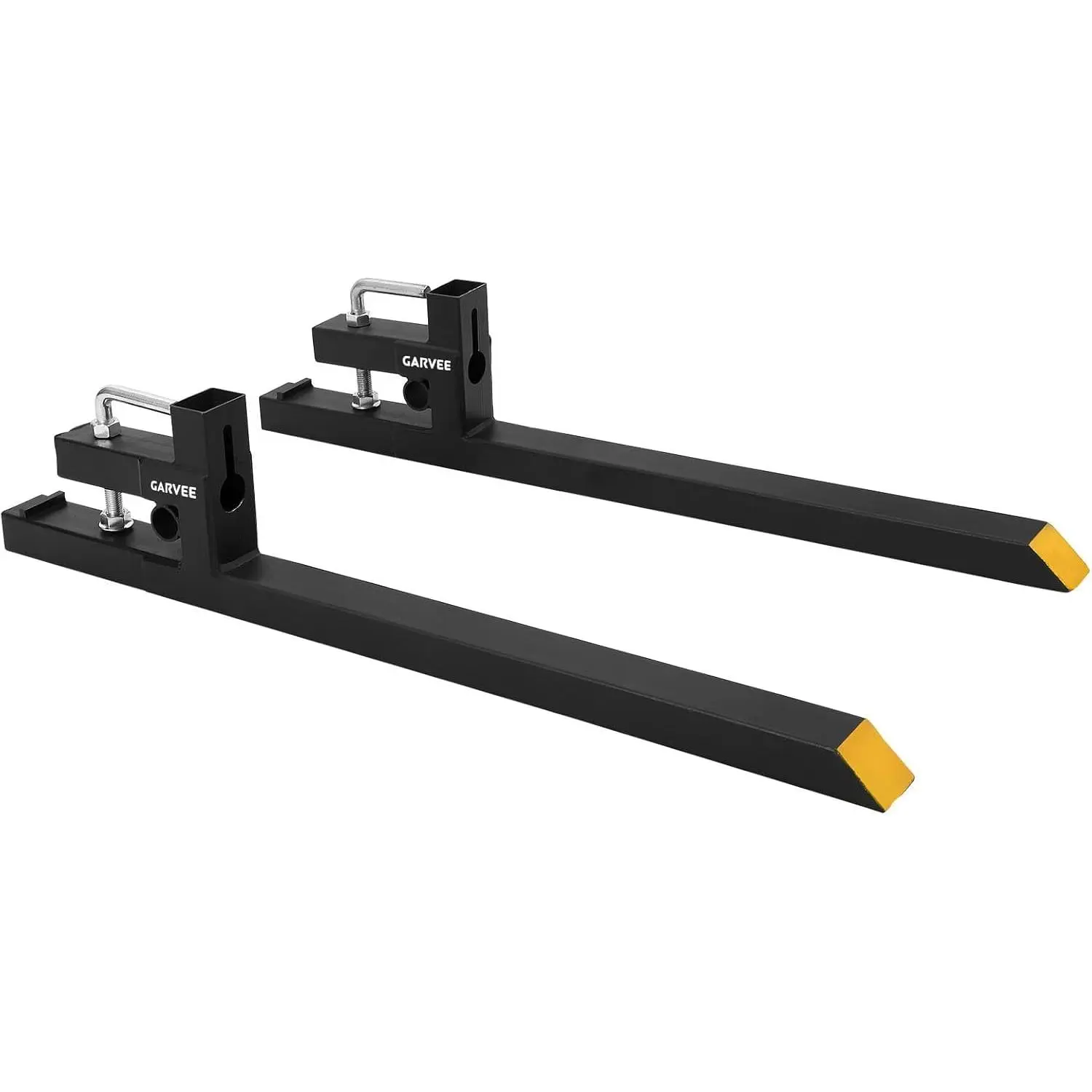 43" Clamp on Pallet Forks for Tractor Bucket, Heavy Duty 2000lbs Quick Attach Skid Steer Loader Pallet Fork with Adjustable Stabilizer Bar