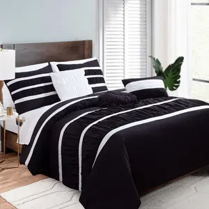 Elegant Comfort 12-Piece Isabella Pleated Ruched Ruffled Comforter Set with 6-Piece Sheet Set - Smart Pockets, Decorative Pillows, and All Season Bedding