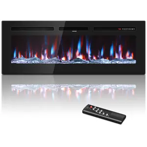 TEHANLD Electric Fireplace Inserts, Ultra-Thin Fire Place Heater, Floating Wall Faux Fireplace Electric with Higher Temperatures & Lower Noise, Aesthetic Design & Realistic Flames, 750/1500W