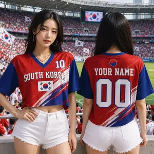 Custom Koreaaaaa Soccer Jersey Croptop, Personalized Name Number Korea Soccer Team Jersey, Korea Flag Football Jersey