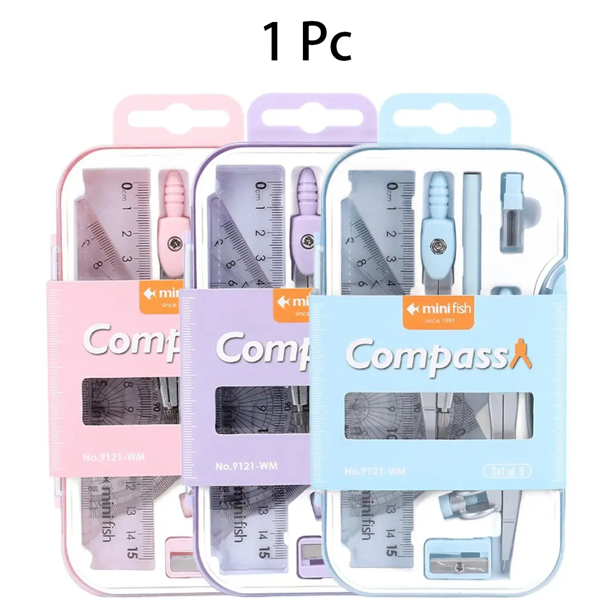9Pcs Student Drawing Tools Set, PP, Math & Geometric Art Supplies, School Supplies, Stationery Set, Drawing Supplies Kit, School Office Supplies, Geometry Set, Includes Compasses, Rulers, Triangles, Protractors, Straightedges, Pencil Sharpeners