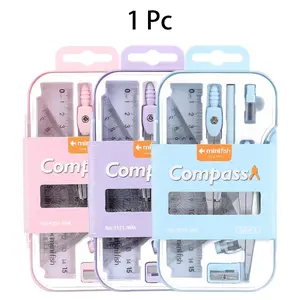 9Pcs Student Drawing Tools Set, PP, Math & Geometric Art Supplies, School Supplies, Includes Compasses, Rulers, Triangles, Protractors, Straightedges, Pencil Sharpeners