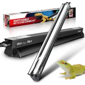 Switchable UVB Light for les, 24W T5 UVB Light Combo Kit for Tropical & Desert le, 22.6" Terrarium Hood Lamp Fixture with UVB 10.0 Bulb for Bearded Dragon Snake Gecko Lizard Turtle