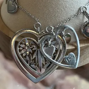Pre-owned DIOR Vintage Charm Silver Hearts Bracelet