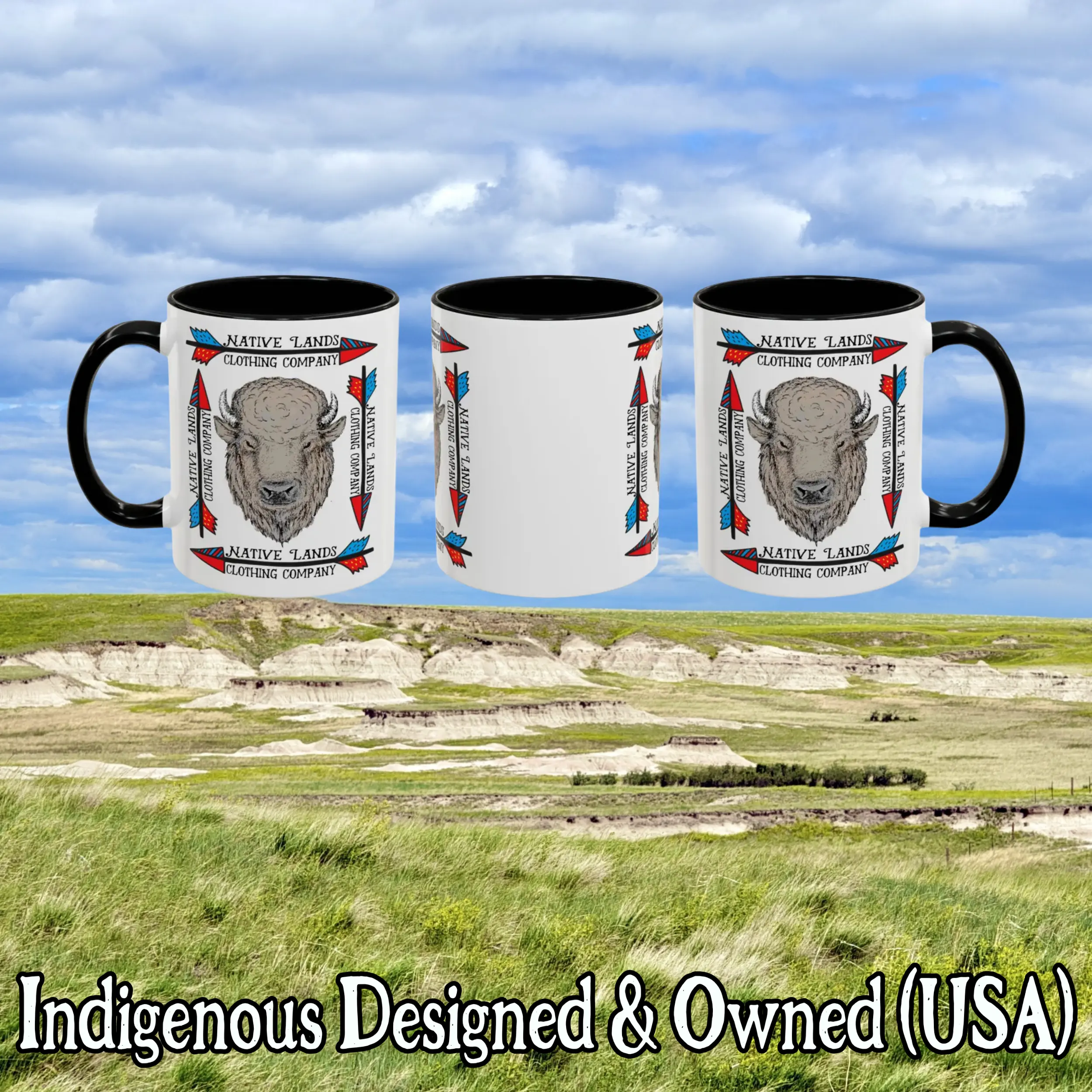 Bison Arrows Mug Ceramic 11oz  - Honoring First Nations, Inuit, Native American Indigenous Cultures