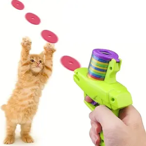 Interactive Cat Toy Launcher, Durable Plastic Cat Toy with Foam Discs, Battery-free Fun for Pets, Pet Supplies