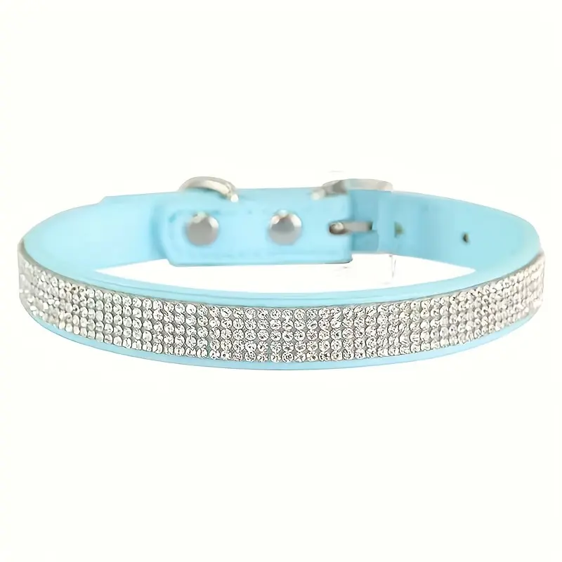 Adjustable Pink Faux Leather Rhinestone Collar Set - Basic Cute Pet Accessory for Dogs and Cats, Collars