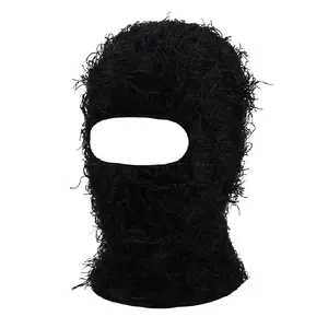 Distressed Balaclava Knitted Full Face Ski Mask Winter Windproof Neck Warmer for Men Women Distress Mask Beanie