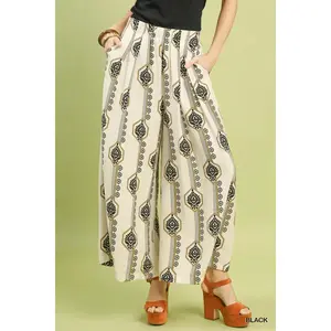 Umgee Geometric Boho Print Wide Leg Pants