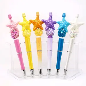 STARFISH Beaded Pens – 6 Color Options Refillable Ink Smooth Writing Lightweight  Perfect for Gifts and  Desk Jounal