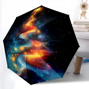 Starry Christmas Tree printed new universal umbrella, automatic folding umbrella, portable foldable design travel umbrella, outdoor umbrella, Black Friday, Christmas birthday gift. YSP140