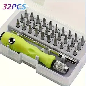 32-In-1 Mini Precision Multipurpose Screwdriver Set, Multifunctional Screwdriver, Magnetic Cross and Flat Head, Durable Plastic Handle, Ideal for Furniture Repair, Electronics, Cameras