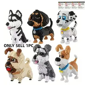 1700+pcs Pet Dog Building Blocks Jack Russell Husky Sausage Dog Creative 3D Animal Models Stress Relief Gift for Adults DIY Collectible Model
