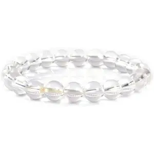 Natural A Grade Clear Quartz Rock Crystal Gemstone 8mm Round Beads Stretch Bracelet 7" Unisex