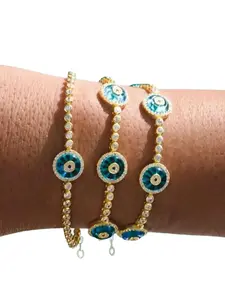 Evil Eye Tennis Bracelet with Moissanite Stones & Cubic Zirconia Accents Adjustable Chain for Adults Spiritual Protection Jewelry