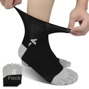 KWUKOTY Diabetic Toe Socks | Cushioned Combed Cotton | Non-Binding & Seamless | Daily Wear & Sports | Ankle Height 4-Pack