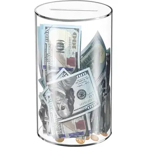 Acrylic Piggy Bank for Adults & Kids, Clear Money Saving Jar Must Break to Open, Piggy Bank for Cash Coins, Boys Girls Birthday Gift Decor Ornaments