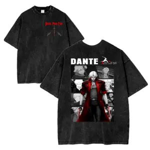 Dante Devil 5 cry 2 sides T-Shirt, Washed Shirt, Sweatshirt, Hoodie Casual Collar