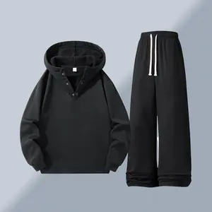 Men's New Thickened Fleece Lined Fashionable Versatile High-End Sports Fitness Set