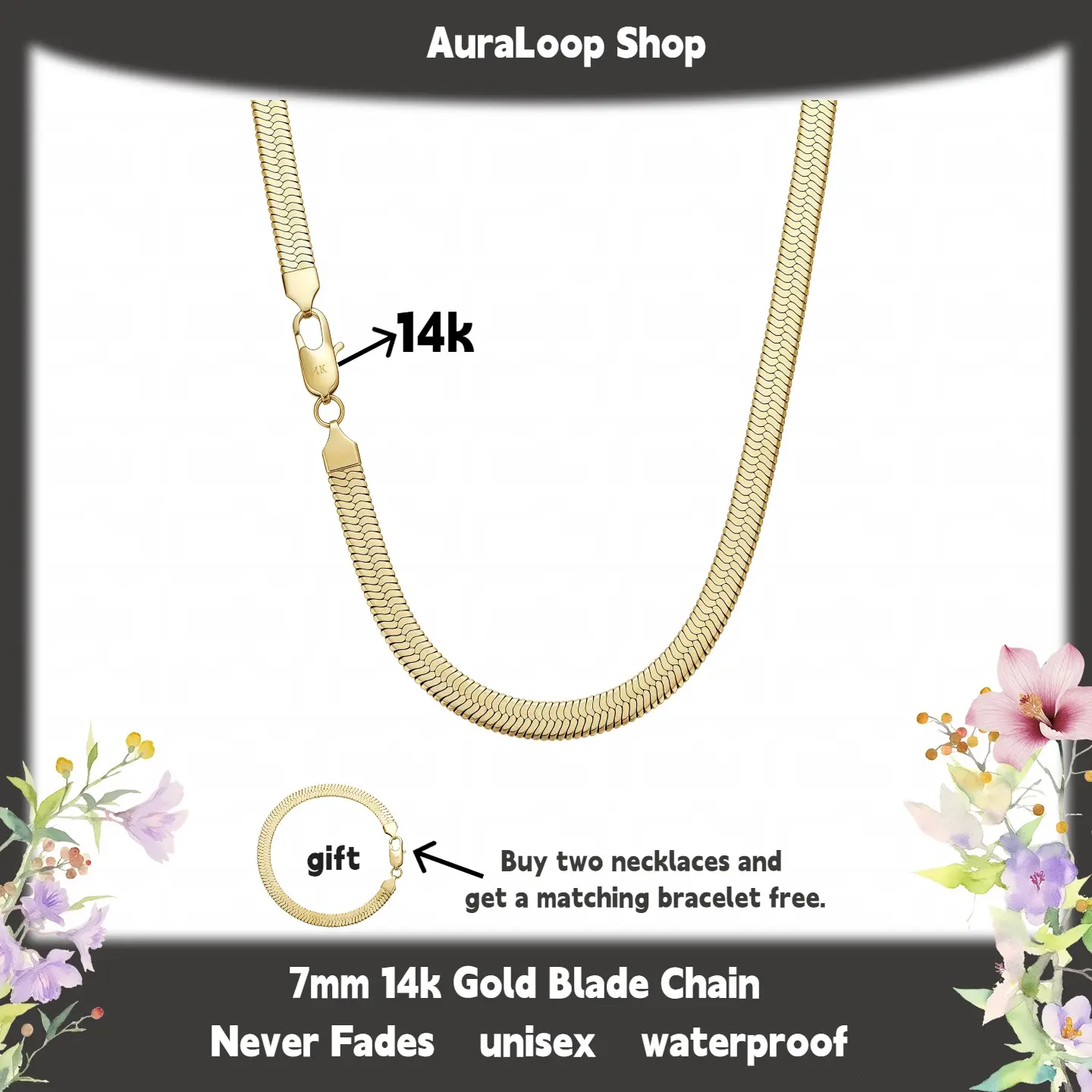 This 14K gold flat snake chain bracelet is unisex. Waterproof and sweat-resistant with advanced color-lock technology. Long-lasting shine—say goodbye to fading embarrassment! Wear it daily and it'll always look brand new!A gift for the one I love most