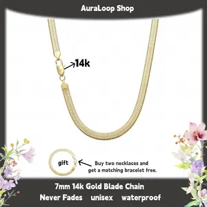 This 14K gold flat snake chain bracelet is unisex. Waterproof and sweat-resistant with advanced color-lock technology. Long-lasting shine—say goodbye to fading embarrassment! Wear it daily and it'll always look brand new!A gift for the one I love most