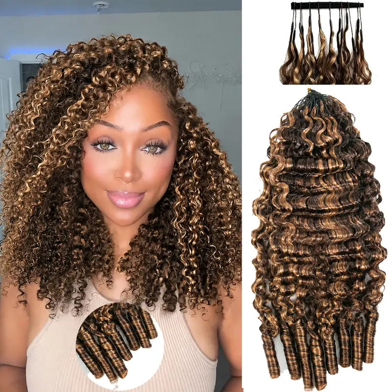 YWIGS Burmese Curly Crochet Human Hair for Miracle Knots #4/30 Boho Braids Water Curly Feather Crochet Hair#4/30, Crochet Hair Pre-Separated Burmese Curly Crochet Hair Human Hair #TikTokShopFallDealsForYou
