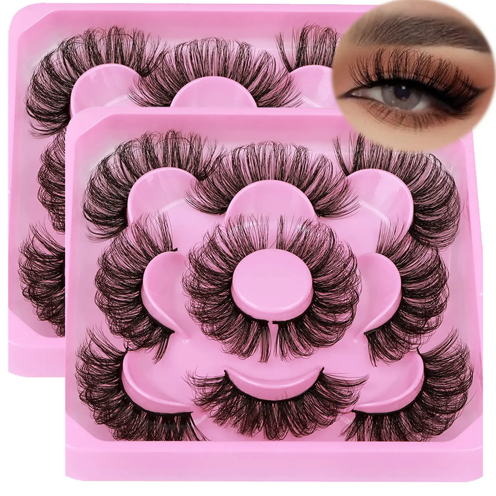 Russian Strip Lashes, Fluffy Mink Lashes, 3D False Eyelashes, Russian Volume Eyelashes, Fake Eyelashes, 10 Pairs/2 Pack