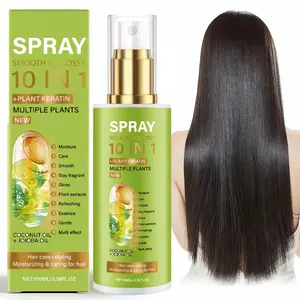 10-IN-1 Smooth and Radiant Hair Care Spray, containing plant keratin, biotin and jojoba oil, multiple plant extracts, combines hair care and styling functions, providing ten layers of protection for hair