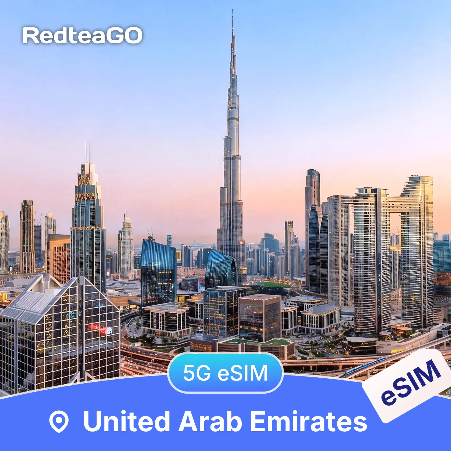 RedteaGO United Arab Emirates eSIM Unlimited Data 5G | Instant Activation | No SIM Card Needed Travel Data Plan | No Roaming | High Speed 5G | Instant Setup