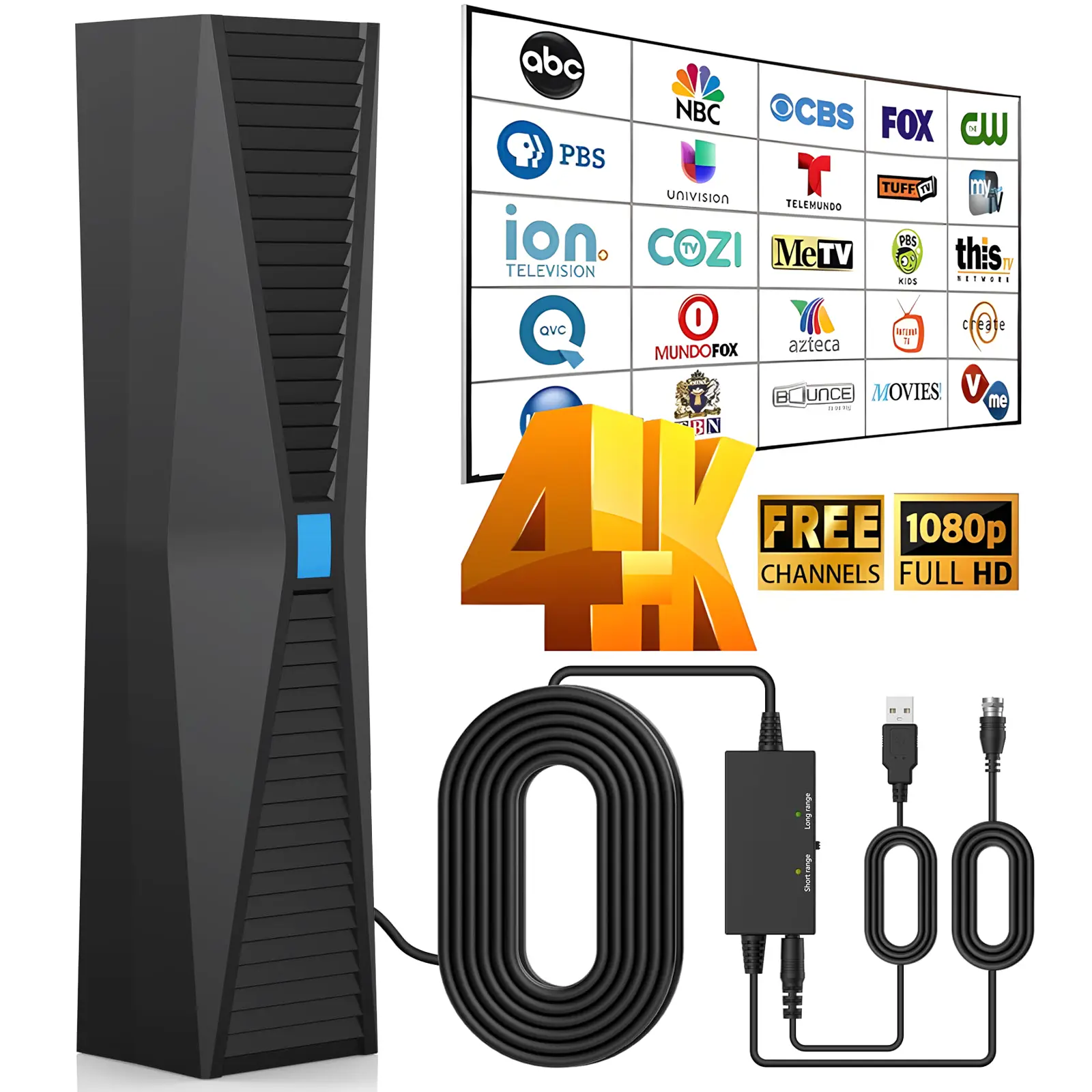 TV Antennas, HD Digital Antenna for Smart TV Indoor, 360°Signal Reception-Digital tv Antenna Indoor for Local Channels-Support 4K 1080p for All Type of HDTV Digital TV's