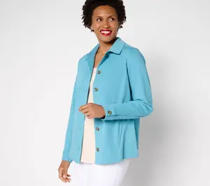 Denim & Co. Comfy Knit Air Collared Button Front Jacket