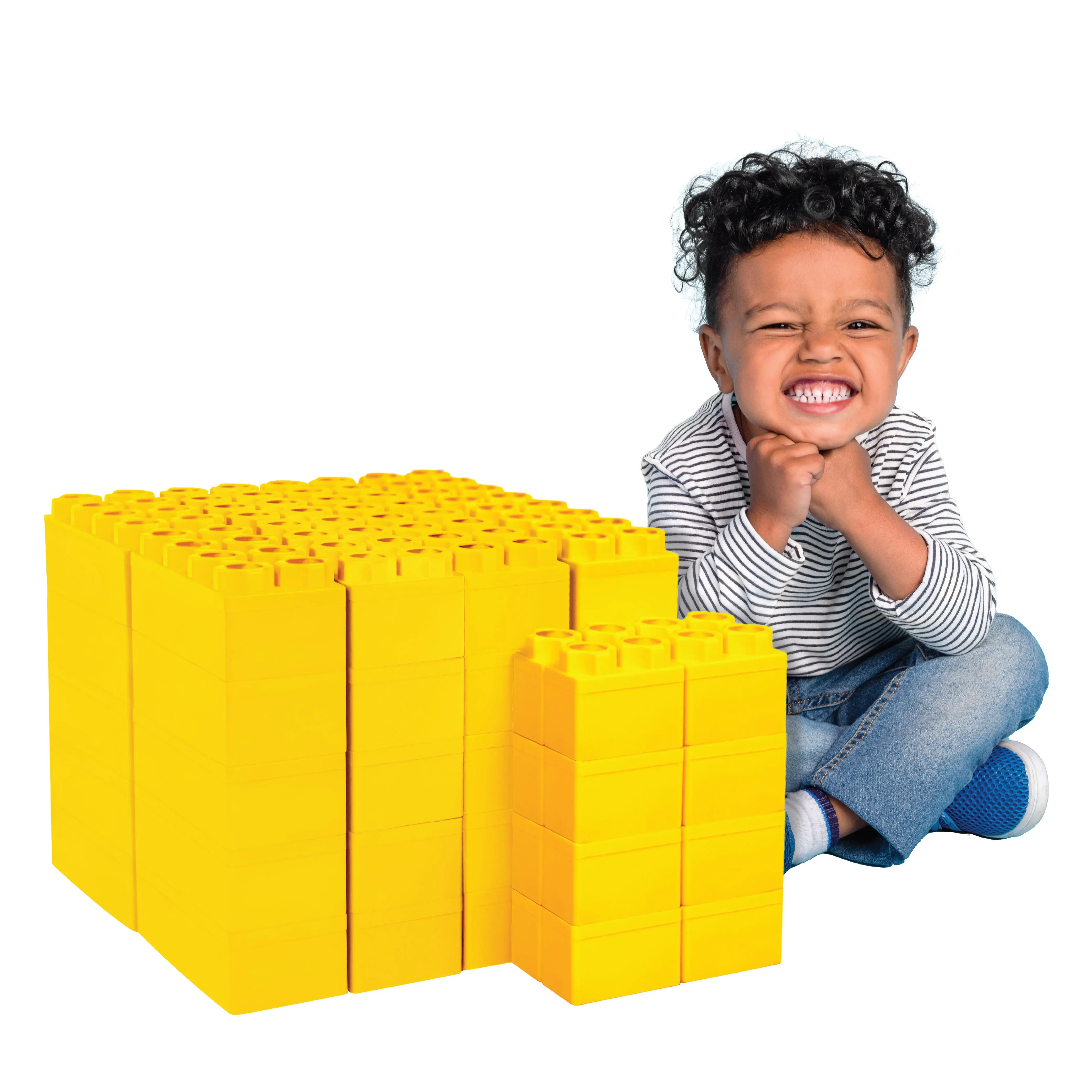 48 PC Jumbo Building Blocks for Kids Yellow Single Color Set: Biggo Blocks Giant Building Blocks Ages 4-8 - Indoor & Outdoor STEM Learning Toys for Creative Building & Stacking Play