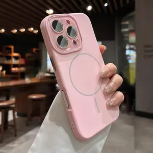 [KQ]Original Liquid Silicone Magnetic Magsafe Case for iPhone 16 13 14 15 17 Pro Max Air Glass Camera Protector Camera Control Button Cover