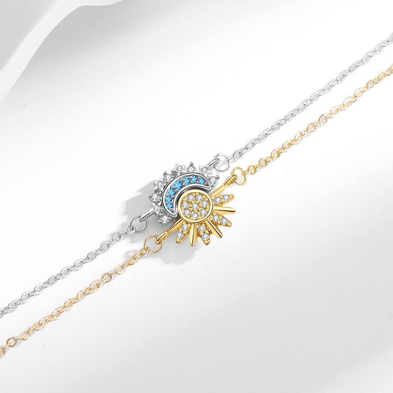 Sun & Moon Couple Bracelet Set – Zircon Inlaid Matching Bracelets for Men and Women, Celestial Sun Moon Jewelry, Friendship Bracelet Gift for Couples, Best Friends, Sisters, Valentine Anniversary Gift