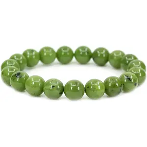 Natural A Grade Canadian Nephrite Jade Gemstone 10mm Round Beads Stretch Bracelet 7" Unisex